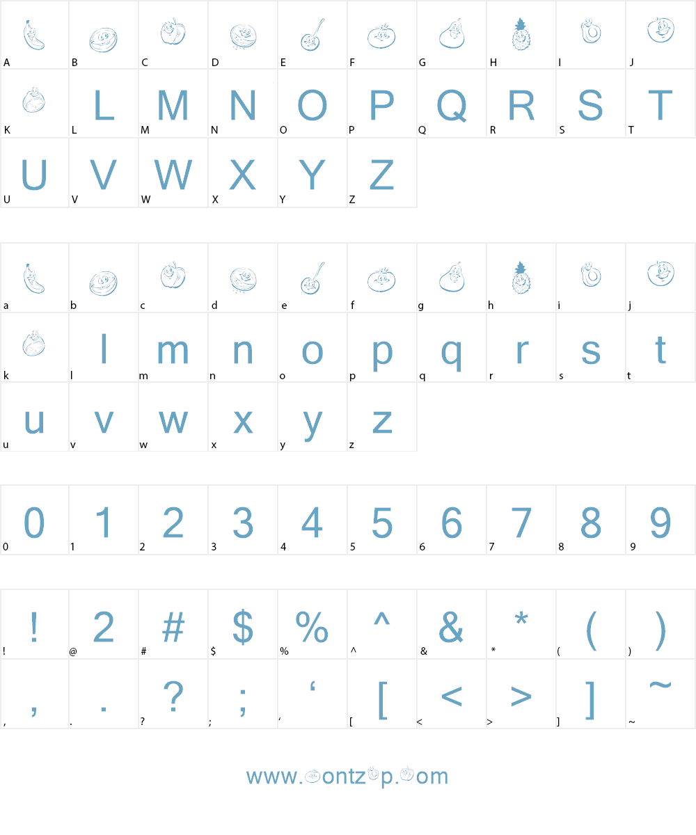 KR Happy Fruit Font Character